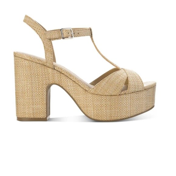 Sun + Stone Jillien Raffia Wrapped Platform Block Heels Women's Size 11 New - Picture 3 of 7